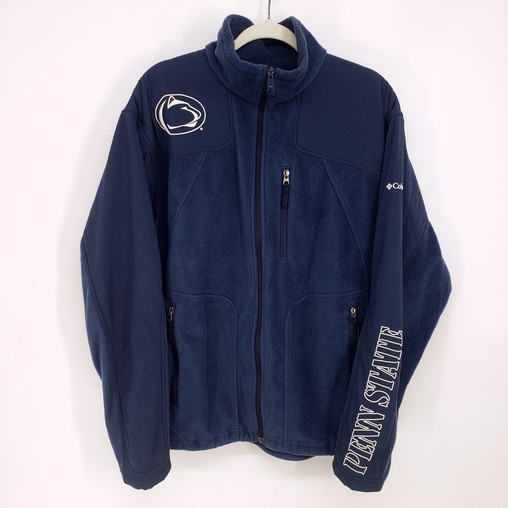 Columbia Penn State Nittany Lions Fleece Jacket Men Large Navy Blue PSU Full Zip